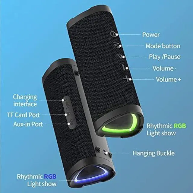 Alt view image 6 of 7 - Vanzon Bluetooth Speakers V40 Portable Wireless Speaker V5.0 with 24W Loud Stereo Sound, TWS, 24H Playtime & IPX7 Waterproof, Suitable for Travel, Home and Outdoors-Black