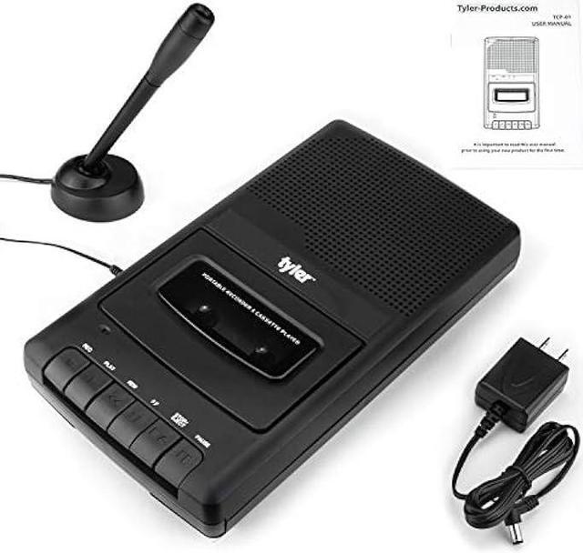 Alt view image 3 of 7 - Tyler TCP-01 Portable Cassette Player and Recorder - Retro Shoebox Style Music Device with Stand-Alone Microphone, Built-in Speaker, and Retractable Handle - Auto Voice Level Control, 120V AC Adapter