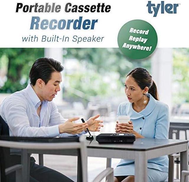 Alt view image 7 of 7 - Tyler TCP-01 Portable Cassette Player and Recorder - Retro Shoebox Style Music Device with Stand-Alone Microphone, Built-in Speaker, and Retractable Handle - Auto Voice Level Control, 120V AC Adapter