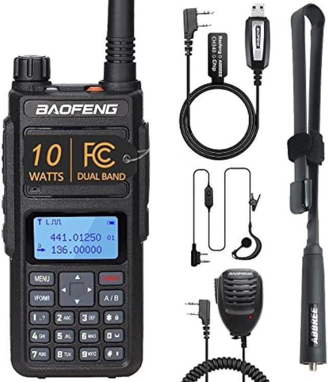 BAOFENG 10W BF-H6 10W Ham Radio Upgraded UV-5R High Power Radio Handheld  Two Way Radios Dual Band Long Range Walkie Talkies Rechargeable with  18.8inch Tactical Antenna Programming Cable Speaker Mic