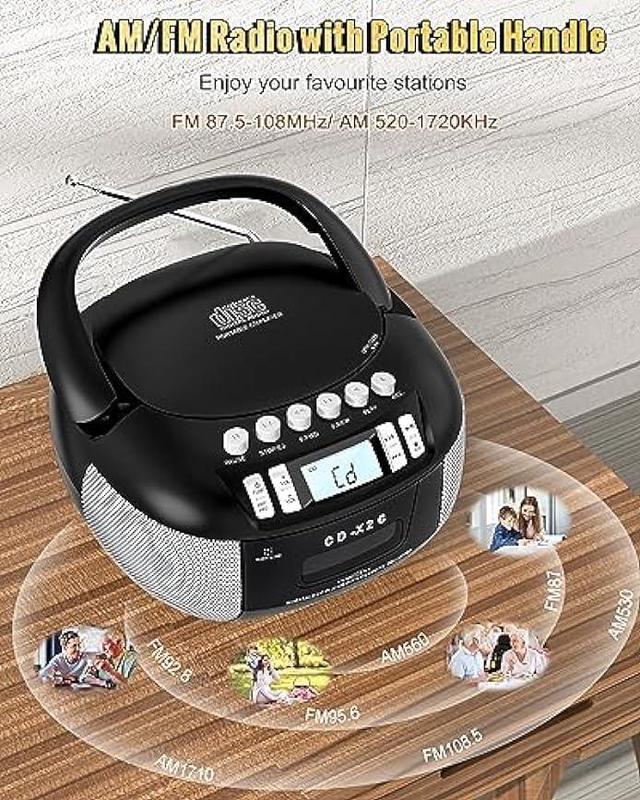 Alt view image 4 of 6 - Sunoony CD and Cassette Player Combo, Boombox CD Player Portable with AM/FM Radio, Tape Recording, Stereo Sound, AC/DC Powered, AUX/Headphone Jack, Sleep Timer for Home, Senior, Child