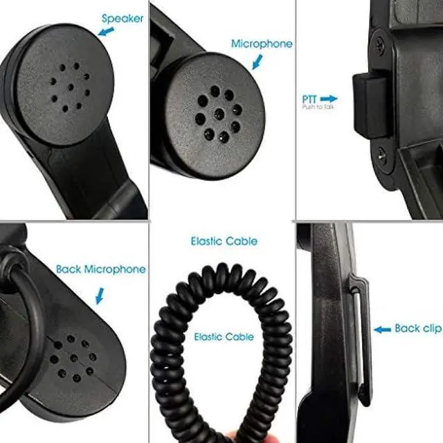 Alt view image 3 of 7 - Army radio Microphone Military Handheld Speaker Mic for Kenwood BaoFeng UV-5R UV-6R UV-82HX DM-5R Plus Wouxun Qansheng Puxing HYT walkie talkie