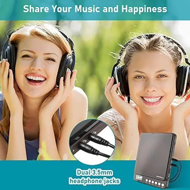 Alt view image 3 of 5 - CD Player Portable, MONODEAL Portable Rechargeable Player with Dual Headphones Jack, Small Anti-Skip CD Player for Car/Travel/Home, Personal CD Player for Adults Kids (Dark Brown)