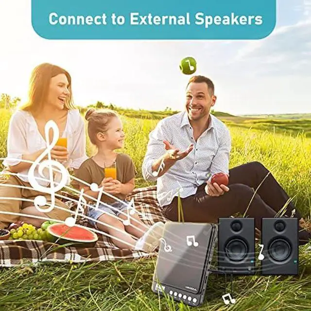 Alt view image 5 of 5 - CD Player Portable, MONODEAL Portable Rechargeable Player with Dual Headphones Jack, Small Anti-Skip CD Player for Car/Travel/Home, Personal CD Player for Adults Kids (Dark Brown)