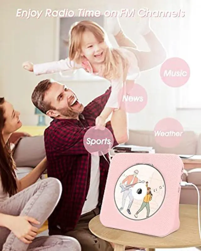 Alt view image 5 of 7 - Portable CD Player, Sunoony Bluetooth CD Music Player with HiFi Sound, Remote Control,FM Radio, Dust Cover,LED Screen, Earphone Jack, AUX/USB for Home, Indoor, Kids