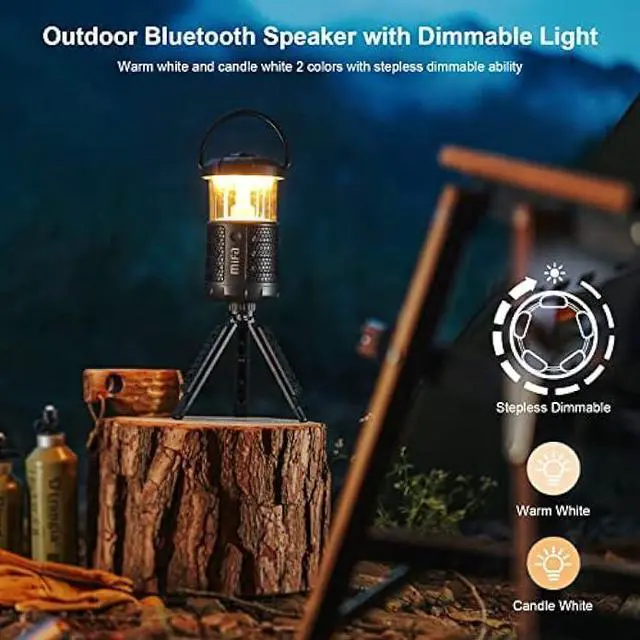 Alt view image 3 of 6 - MIFA Camping Portable Bluetooth Speakers with Led Lantern, TWS, Micro SD Card Slot for Outdoor Life, 20W, Black