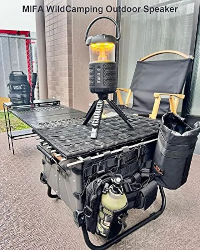 Alt view image 2 of 6 - MIFA Camping Portable Bluetooth Speakers with Led Lantern, TWS, Micro SD Card Slot for Outdoor Life, 20W, Black