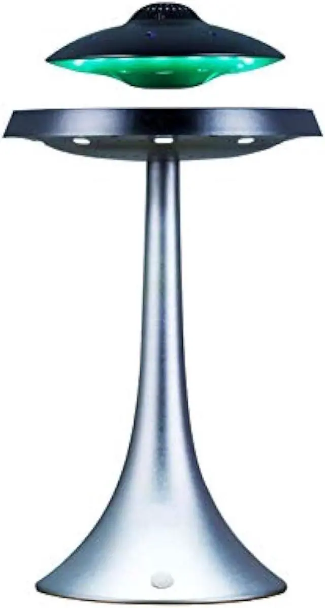 Main image of Izzya Anti-Gravity Flying Saucer Magnetic Floating HQ Bluetooth's Speaker Wireless Charging Seven Color Changeable Modern Night Light, Silver