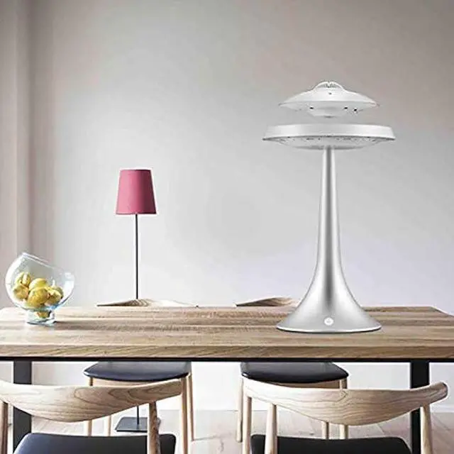 Alt view image 6 of 7 - Izzya Anti-Gravity Flying Saucer Magnetic Floating HQ Bluetooth's Speaker Wireless Charging Seven Color Changeable Modern Night Light, Silver