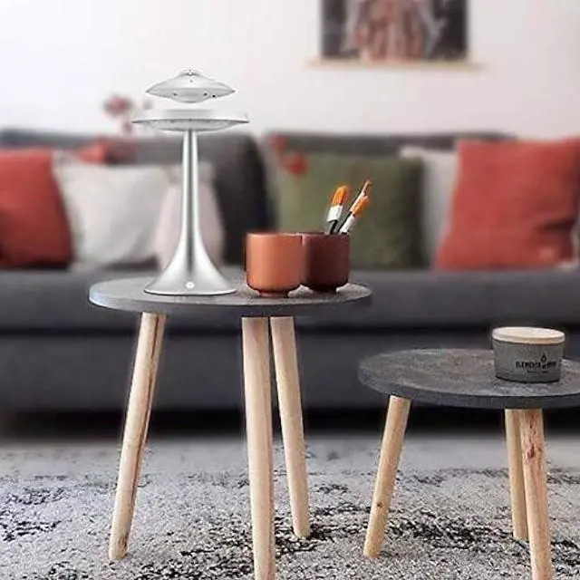 Alt view image 7 of 7 - Izzya Anti-Gravity Flying Saucer Magnetic Floating HQ Bluetooth's Speaker Wireless Charging Seven Color Changeable Modern Night Light, Silver