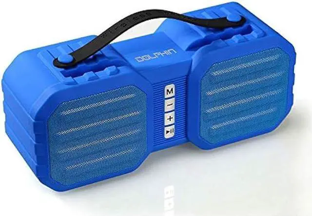 Main image of Dolphin Bluetooth Portable Speaker with AUX and Radio, Small Speaker with Phone Holder (Blue)