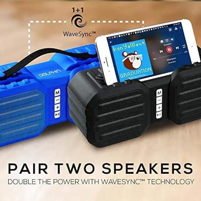 Alt view image 3 of 6 - Dolphin Bluetooth Portable Speaker with AUX and Radio, Small Speaker with Phone Holder (Blue)