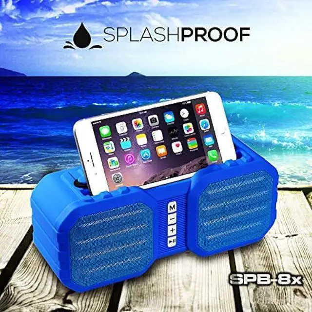 Alt view image 4 of 6 - Dolphin Bluetooth Portable Speaker with AUX and Radio, Small Speaker with Phone Holder (Blue)