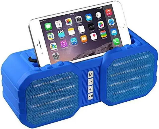 Alt view image 6 of 6 - Dolphin Bluetooth Portable Speaker with AUX and Radio, Small Speaker with Phone Holder (Blue)