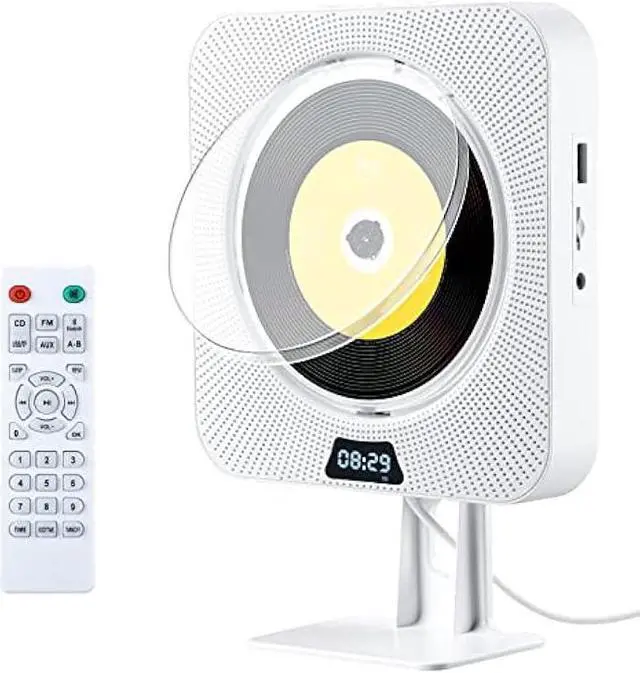 Main image of ZEXMTE Portable CD Player with Bluetooth,Wall Mountable CD Music Player with IR Remote Control, Wall CD Player for Home with Speakers, with Dust Cover/LED Screen,Support CD, USB, TF, AUX Input