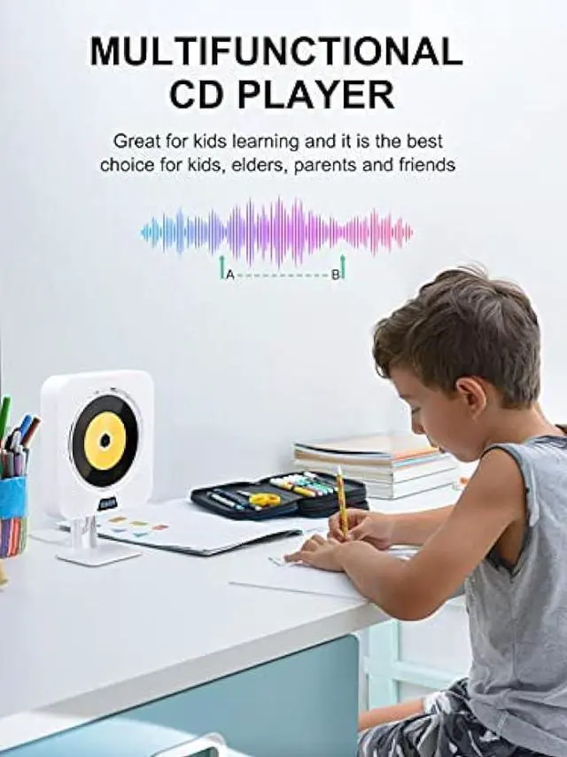 Alt view image 6 of 7 - ZEXMTE Portable CD Player with Bluetooth,Wall Mountable CD Music Player with IR Remote Control, Wall CD Player for Home with Speakers, with Dust Cover/LED Screen,Support CD, USB, TF, AUX Input