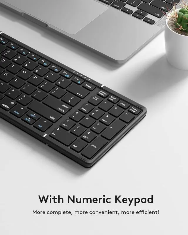 Alt view image 2 of 7 - ZZR SEVEN Foldable Keyboard, Portable Keyboard with Numeric Keypad, Travel Keyboard Compatible with Windows iOS Android Ipad/Tablet and Phone (B089)