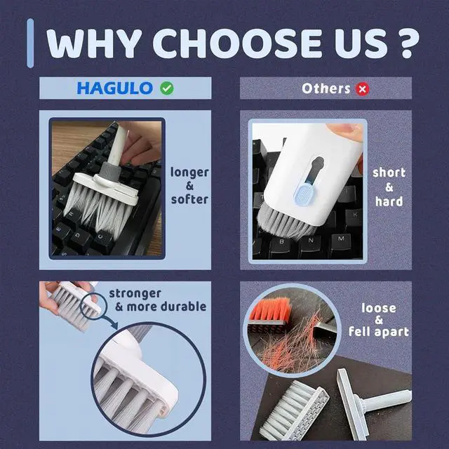 Alt view image 5 of 6 - HAGULO - Soft Brush Keyboard Cleaner 5-in-1 Multi-Function Keyboard Cleaning Tools Computer Cleaning Tools Kit Corner Gap Duster Keycap Puller for Keyboard Earphones Airpods Bluetooth