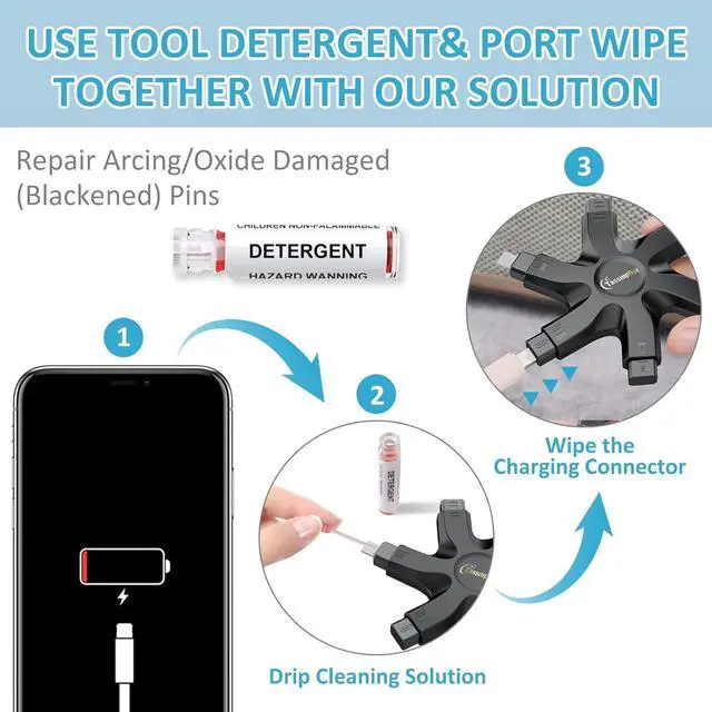 Alt view image 3 of 7 - iPhone Cleaning Kit Port Cleaner Repair & Restore Tool for iPad Pro Watch Cell Phone Charging Port, Lightning Charger Cables Speaker Airpod Cleaning Putty Dust for All Devices - Snowflake Multitool