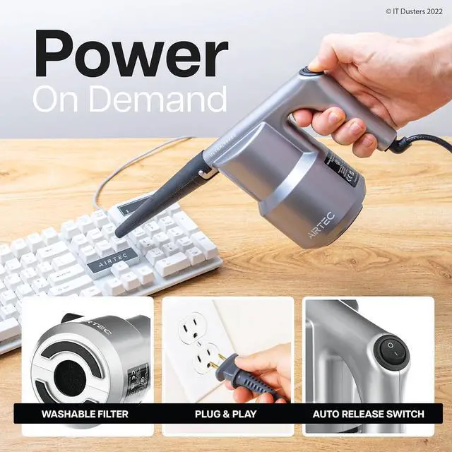 Alt view image 4 of 7 - AirTec Ultra Electric Air Duster Blower for PC Laptop Console Electronics and Home Cleaning Environmental Alternative to Spray air can Duster Keyboard Cleaner (Type 3)