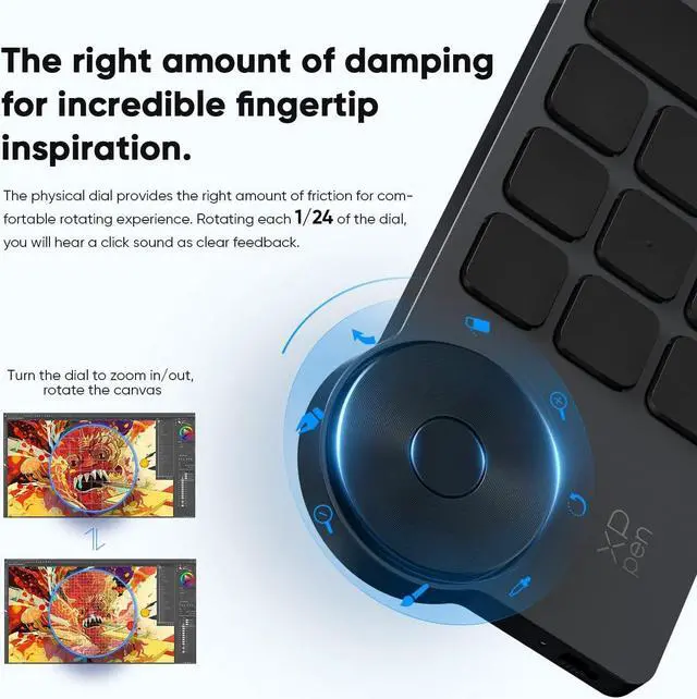 Alt view image 4 of 7 - XPPen Mini Keydial ACK05 Wireless Shortcut Keyboard Bluetooth Programmable Express Remote Control with Dial & Customized Express Keys for Drawing Tablet PC MacBook Windows Images Video Editing