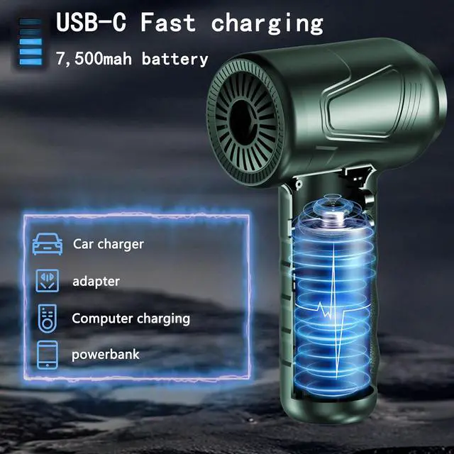 Alt view image 3 of 7 - Compressed Air Duster 4.0,Cordless Air Blower,Electric Air Duster for Cleaning Keyboard&PC,Air Cleaning Kit, 3 Speed Duster Cleaner with LED-Light-no Canned air dusters-car Dusters