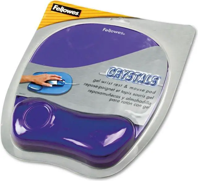 Main image of Fellowes 91441 Gel Crystals Mouse Pad W/Wrist Rest, Rubber Back, 7 15/16 X 9-1/4, Purple