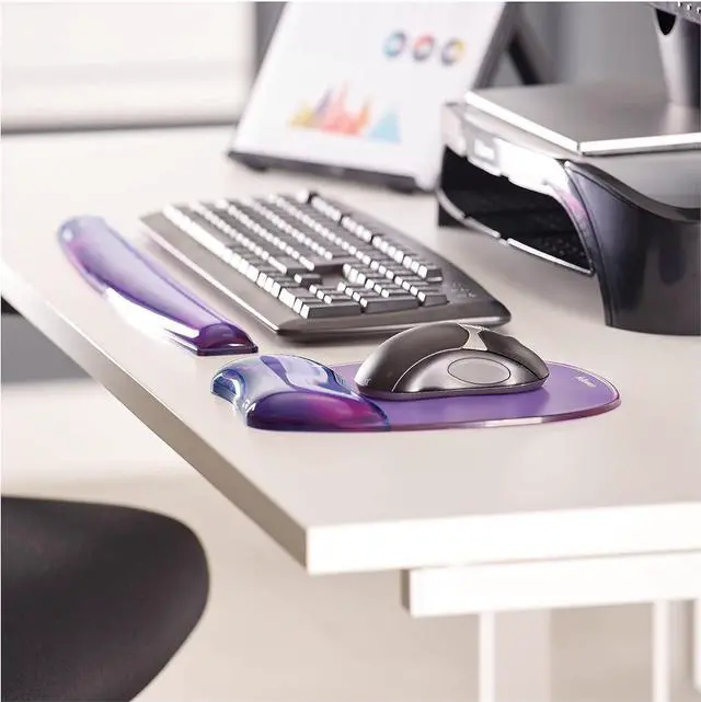 Alt view image 4 of 4 - Fellowes 91441 Gel Crystals Mouse Pad W/Wrist Rest, Rubber Back, 7 15/16 X 9-1/4, Purple