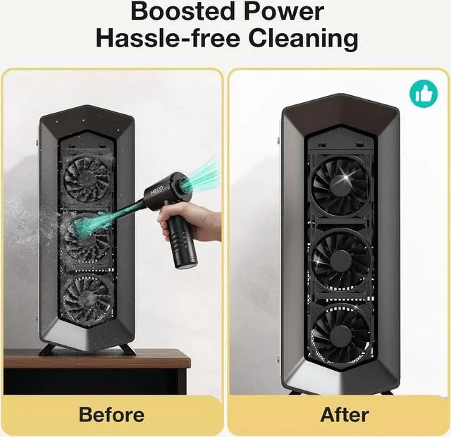 Alt view image 7 of 7 - Compressed Air Duster Mini Vacuum 4in1 Cordless Air Duster with 3 Gear 110000RPM Air Blower 13000PA Keyboard Vacuum Cleaner Air Duster for PC/Computer/Keyboard/Sofa/Car (Green)