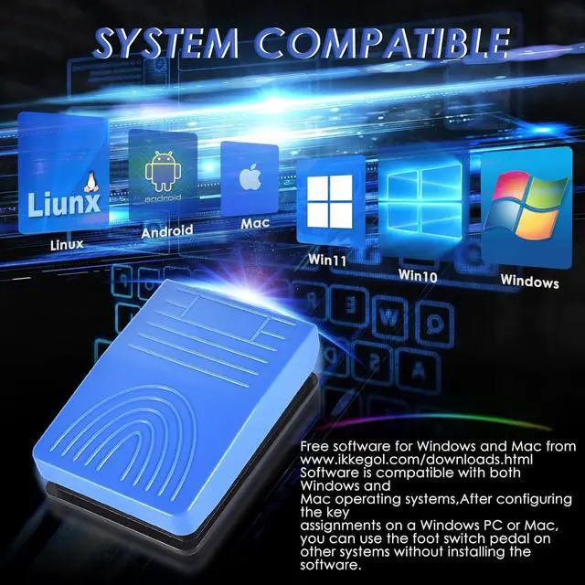 Alt view image 4 of 7 - [Upgraded] iKKEGOL USB Foot Pedal Switch Video Game PC Hands Free Footswitch One Key Control Program Computer Mouse Keyboard HID with 2M Cable Blue