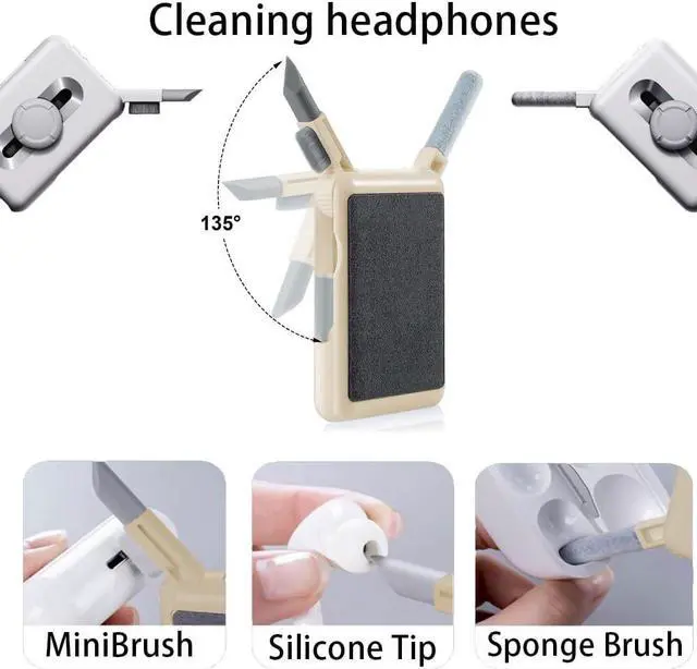 Alt view image 2 of 6 - Electronics Cleaning Brush Tool,Laptop Screen Keyboard Cleaner Kit with Microfiber Cloth and Brush,Keyboard Cleaner with keycap Puller and Cleaner Brush (Apricot)
