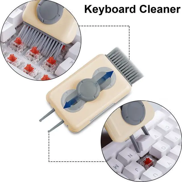 Alt view image 3 of 6 - Electronics Cleaning Brush Tool,Laptop Screen Keyboard Cleaner Kit with Microfiber Cloth and Brush,Keyboard Cleaner with keycap Puller and Cleaner Brush (Apricot)