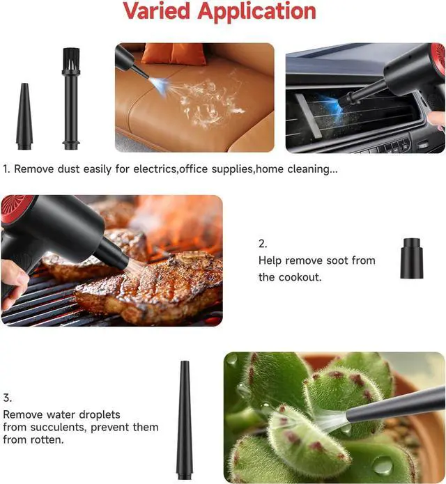 Alt view image 2 of 7 - OTAO Electric Cordless Compressed Air Duster -51000RPM,3 Speed, Fast-USB Charging Keyboard Cleaner with LED Light for Dust Off/Cleaning Computer Electronics, Replace Air Can/Pump