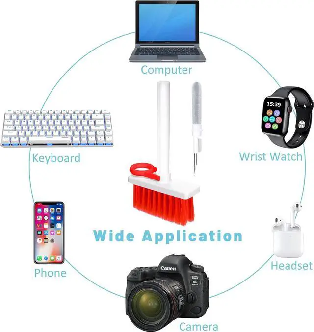 Alt view image 7 of 7 - BATULLO 2023 New Keyboard Soft Brush Cleaning Set 5 in 1 Multifunctional Computer Cleaning Tool Set with Corner Crevice Dusting Keycap Puller for Headphones, Keyboard (Red)