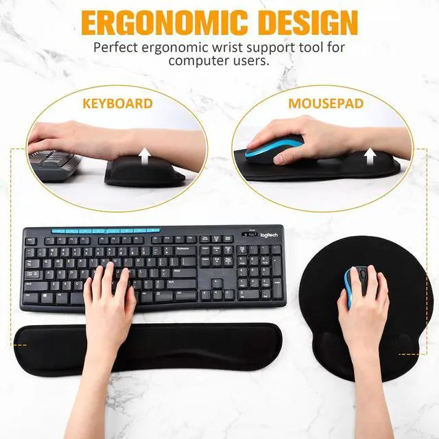 Alt view image 5 of 7 - Copkim 20 Pcs Keyboard Wrist Rest with Mouse Pad with Wrist Support 10 Pcs Mousepad with Wrist Rest 10 Pcs Memory Foam Keyboard Pad for Office, Laptop Computer and Gaming Typing Pain Relief, Black