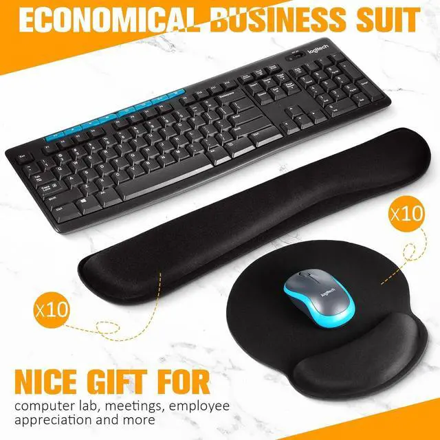 Alt view image 2 of 7 - Copkim 20 Pcs Keyboard Wrist Rest with Mouse Pad with Wrist Support 10 Pcs Mousepad with Wrist Rest 10 Pcs Memory Foam Keyboard Pad for Office, Laptop Computer and Gaming Typing Pain Relief, Black