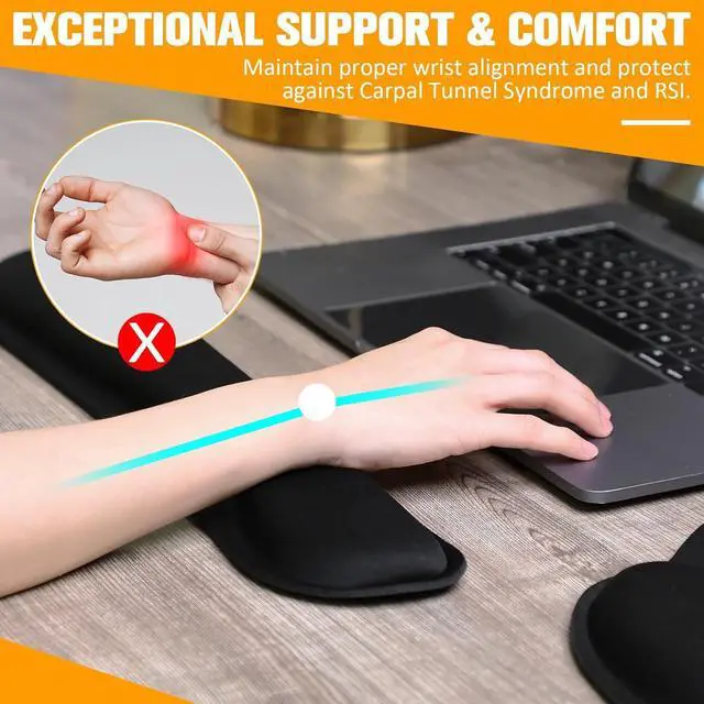 Alt view image 4 of 7 - Copkim 20 Pcs Keyboard Wrist Rest with Mouse Pad with Wrist Support 10 Pcs Mousepad with Wrist Rest 10 Pcs Memory Foam Keyboard Pad for Office, Laptop Computer and Gaming Typing Pain Relief, Black