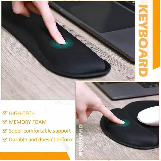 Alt view image 6 of 7 - Copkim 20 Pcs Keyboard Wrist Rest with Mouse Pad with Wrist Support 10 Pcs Mousepad with Wrist Rest 10 Pcs Memory Foam Keyboard Pad for Office, Laptop Computer and Gaming Typing Pain Relief, Black