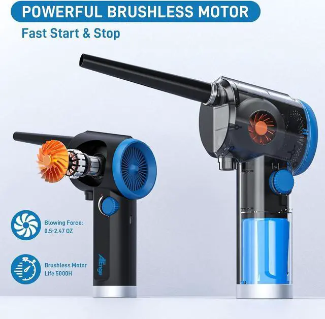Alt view image 3 of 7 - ATEngeus Compressed Air Duster, Electric Air Duster, Cordless Air Duster for Computer, Stepless Speed, Keyboard Cleaner, Replace Canned Air, Brushless Motor, 6000mAh