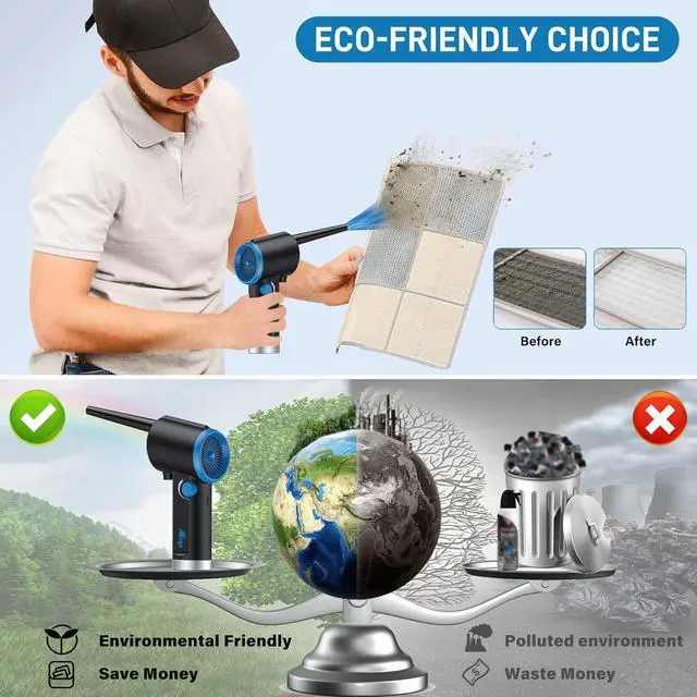 Alt view image 5 of 7 - ATEngeus Compressed Air Duster, Electric Air Duster, Cordless Air Duster for Computer, Stepless Speed, Keyboard Cleaner, Replace Canned Air, Brushless Motor, 6000mAh
