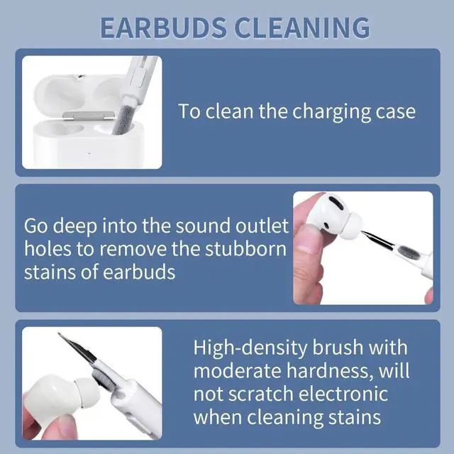 Alt view image 3 of 7 - Keyboard Cleaning Kit, 5 in 1 Keyboard & Earphone Cleaner, Soft Brush Keyboard Cleaning Tools, Slide Botton Cleaning Kit for Airpods, Earbuds, Phones, Laptop, Computer (Red)