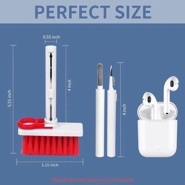 Alt view image 6 of 7 - Keyboard Cleaning Kit, 5 in 1 Keyboard & Earphone Cleaner, Soft Brush Keyboard Cleaning Tools, Slide Botton Cleaning Kit for Airpods, Earbuds, Phones, Laptop, Computer (Red)