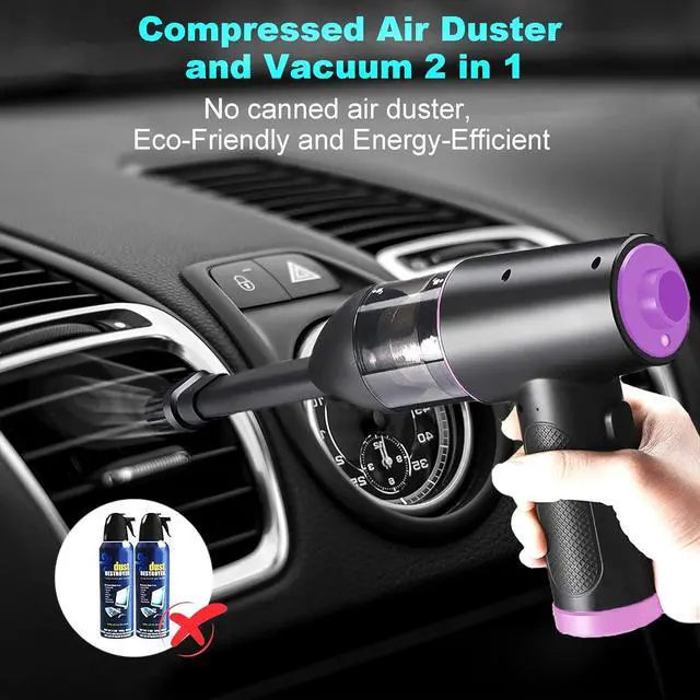 Alt view image 6 of 7 - Compressed Air Duster & Vacuum 2 in 1,Ivishow Electric Air Duster for Computers,91000RPM Keyboard Cleaner for Office,7600mAh,Replaces Compressed Air Cans for Car,Sofa,Office Equipment,Swimming Rings