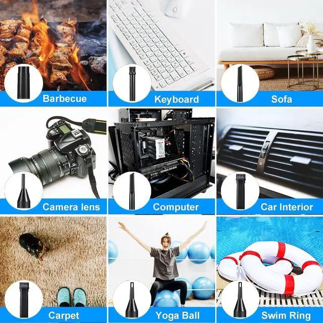 Alt view image 7 of 7 - Compressed Air Duster & Vacuum 2 in 1,Ivishow Electric Air Duster for Computers,91000RPM Keyboard Cleaner for Office,7600mAh,Replaces Compressed Air Cans for Car,Sofa,Office Equipment,Swimming Rings