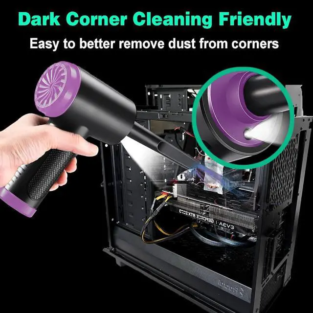 Alt view image 5 of 7 - Compressed Air Duster & Vacuum 2 in 1,Ivishow Electric Air Duster for Computers,91000RPM Keyboard Cleaner for Office,7600mAh,Replaces Compressed Air Cans for Car,Sofa,Office Equipment,Swimming Rings