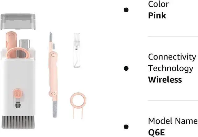 Alt view image 7 of 7 - Gtinna 7 in 1 Computer Keyboard Cleaning Brush Set Earbuds Cleaning Pen Wireless Bluetooth Headset Charging Box Electronics Keyboard Cleaning Tools Cleaner Keycap Puller Kit (Pink)