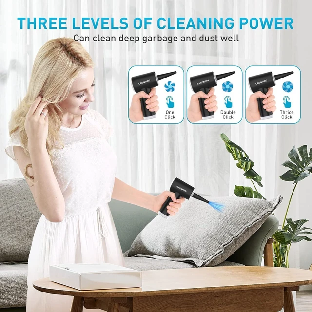 Alt view image 7 of 7 - Compressed Air Duster, 130000RPM Electric air Duster Keyboard Cleaner for Office, Reusable no Canned Air Duster, car Duster, PC Duster Electric air Duster, Cordless Air Duster 7600mAh