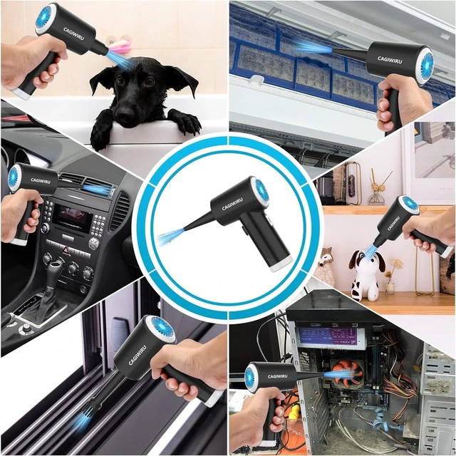 Alt view image 5 of 7 - Compressed Air Duster, 130000RPM Electric air Duster Keyboard Cleaner for Office, Reusable no Canned Air Duster, car Duster, PC Duster Electric air Duster, Cordless Air Duster 7600mAh