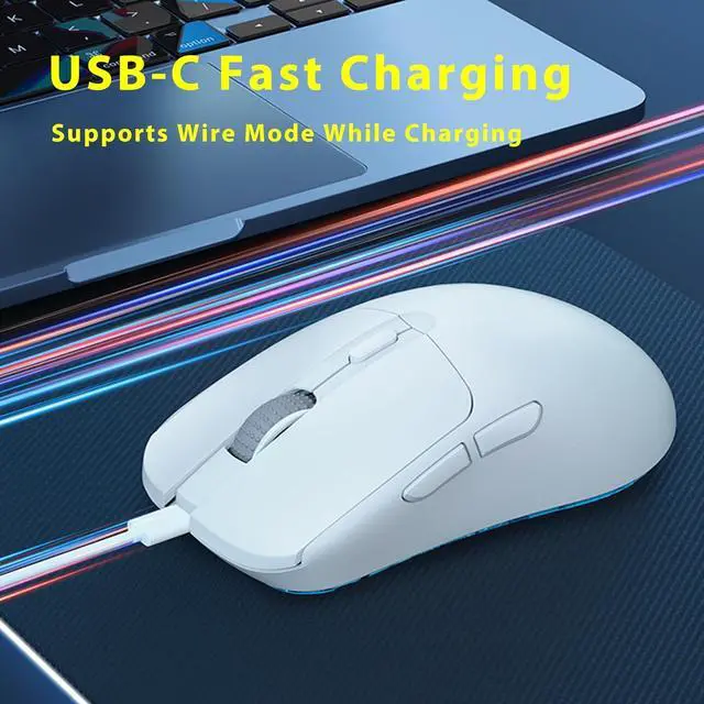 Alt view image 4 of 7 - NYIEFADA PHYLINA S450 Wireless Gaming Mouse PAW3395 26000DPI Ultra Lightweight 56g Programmable 2.4G 1000Hz USB-C Wired Rechargeable 6 Buttons for Mac,Laptop,PC