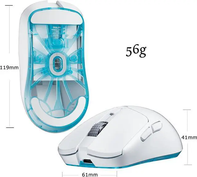 Alt view image 5 of 7 - NYIEFADA PHYLINA S450 Wireless Gaming Mouse PAW3395 26000DPI Ultra Lightweight 56g Programmable 2.4G 1000Hz USB-C Wired Rechargeable 6 Buttons for Mac,Laptop,PC